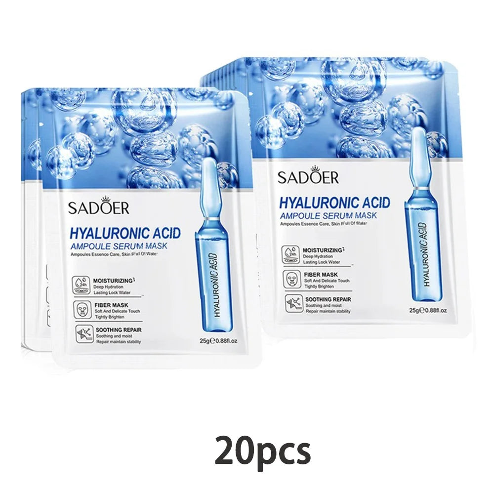 10/20/30pcs 24K Gold Vitamin C Hyaluronic Acid Face Mask Facial Moisturizing Firming Hydrating Facial Masks Skin Care Products Oasis Select Type B 20pcs