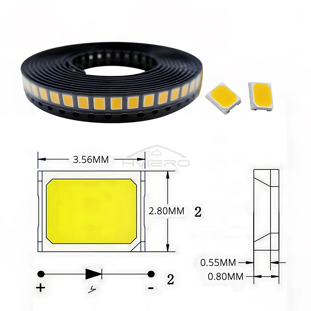 1000Pcs 2835 SMD LED Chips – Bright Warm White DIY Lighting