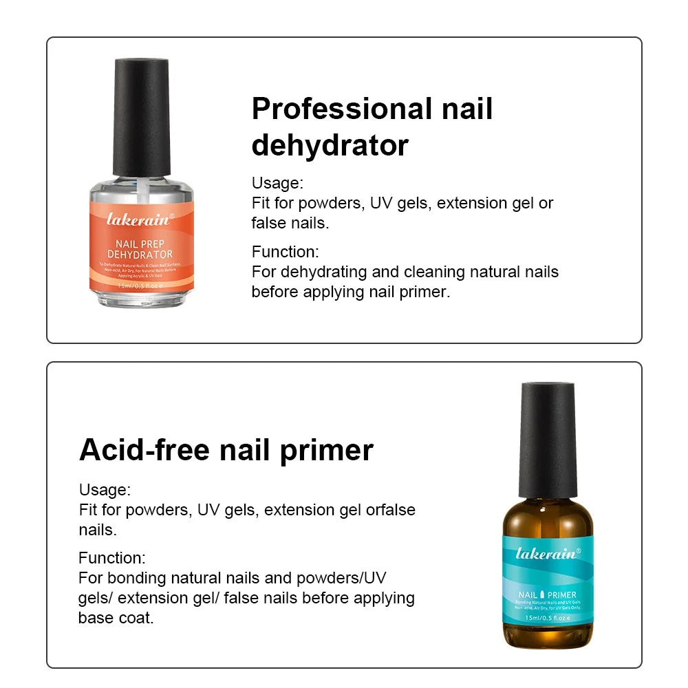 2Pcs 15ml Nail Primer Fast Air Dry Prep Dehydrator For Nail Soak Off Base Primer Gel First Nails Gel for Manicure Tools Oasis Select
