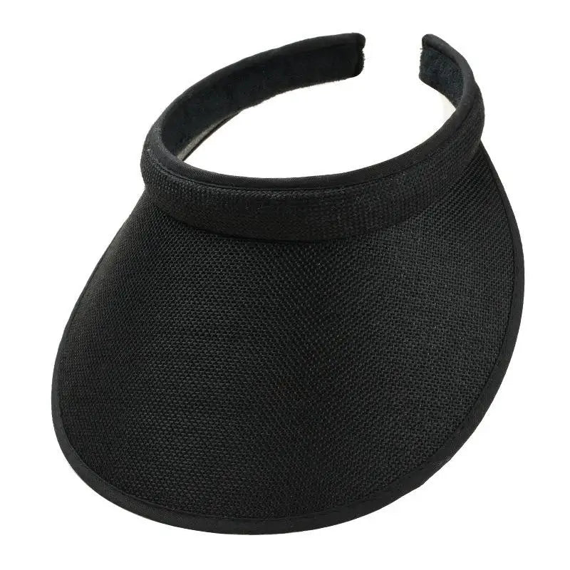 Women's Straw Sun Visor Hat UV Protection Adjustable Empty Top Casual Beach Golf Outdoor Sunshade Cap Oasis Select Black
