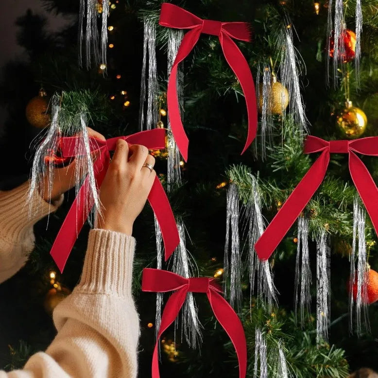 Velvet Ribbon Christmas Tree Dress Bows Decorate Holiday Accessories Scene Display Hanging Ornaments Oasis Select