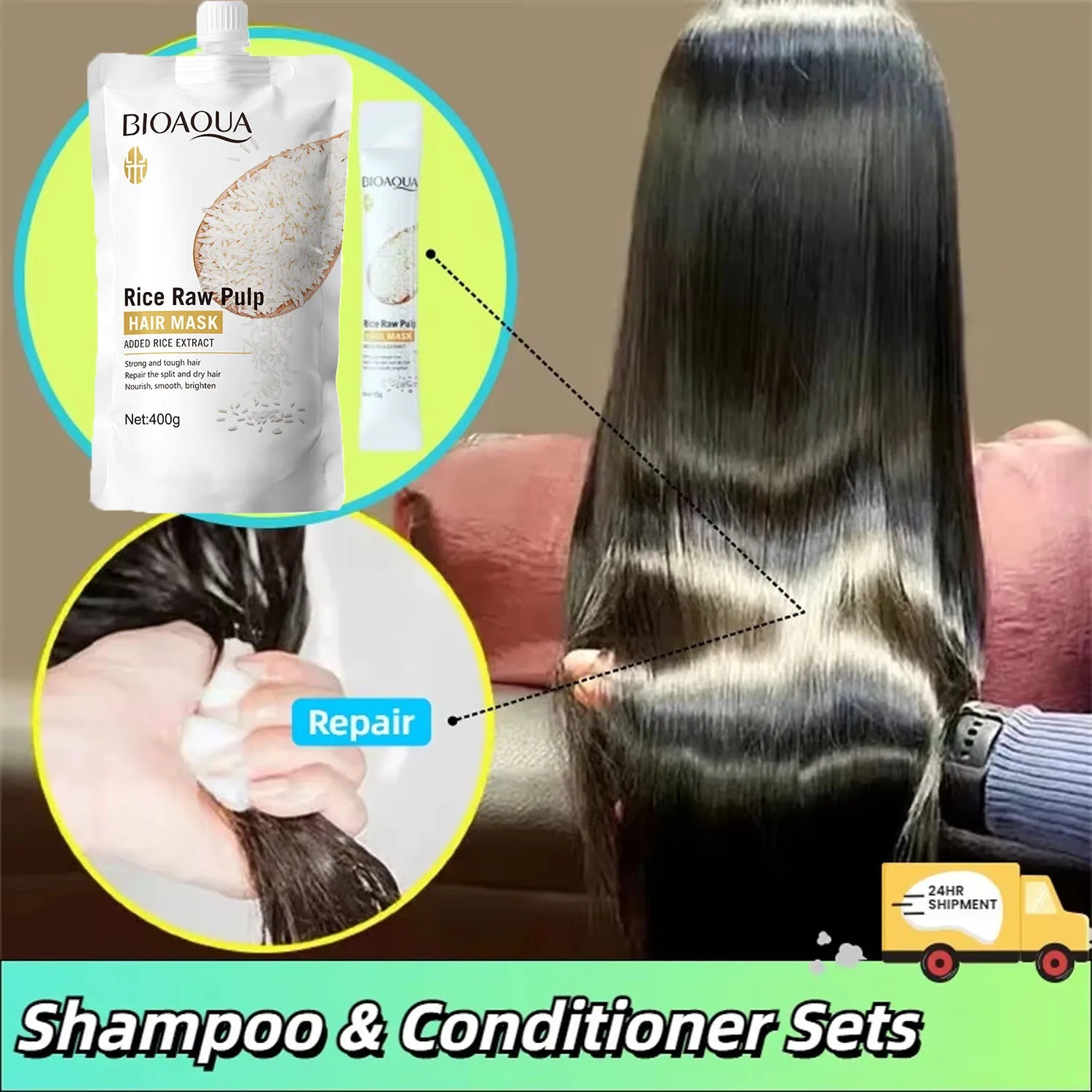 SADOER Rice Keratin Hair Mask – Smooth, Frizz-Free & Shiny