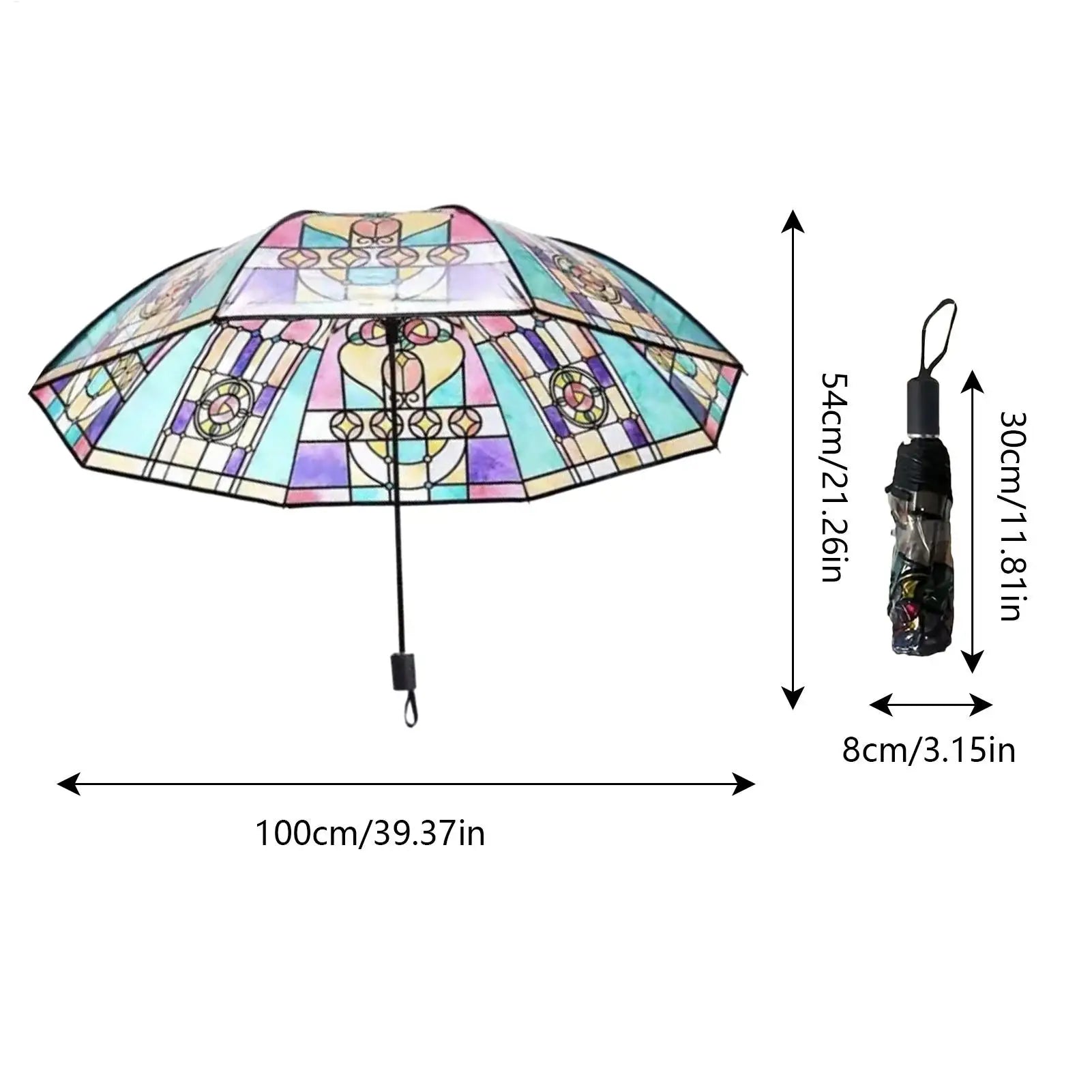 Transparent Vintage Parasol Umbrella Hand-Painted Foldable Parasol Umbrella Stylish Design Folding Umbrella for Colleagues Oasis Select