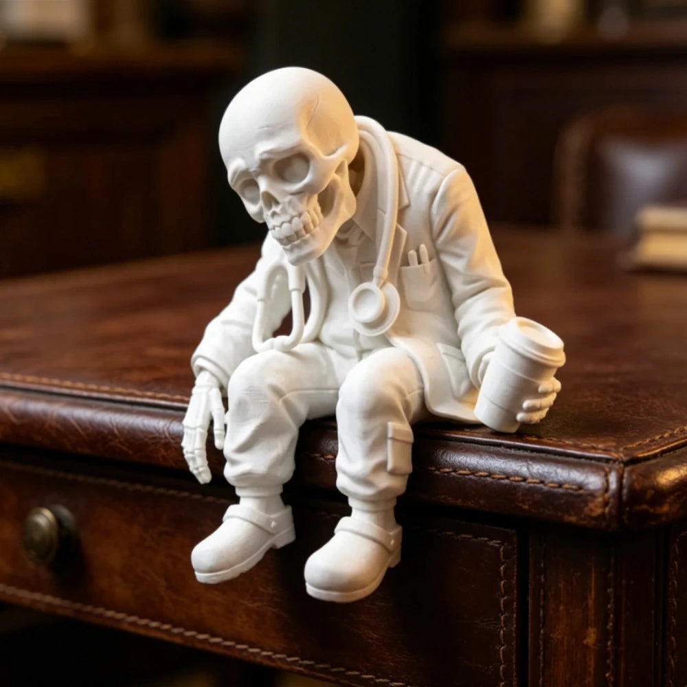 Funny Tired Medical Worker Statue Skeleton Doctor Figurine Medical Offices Desktop Ornament Decor Unique Gift for Nurses Doctors Oasis Select