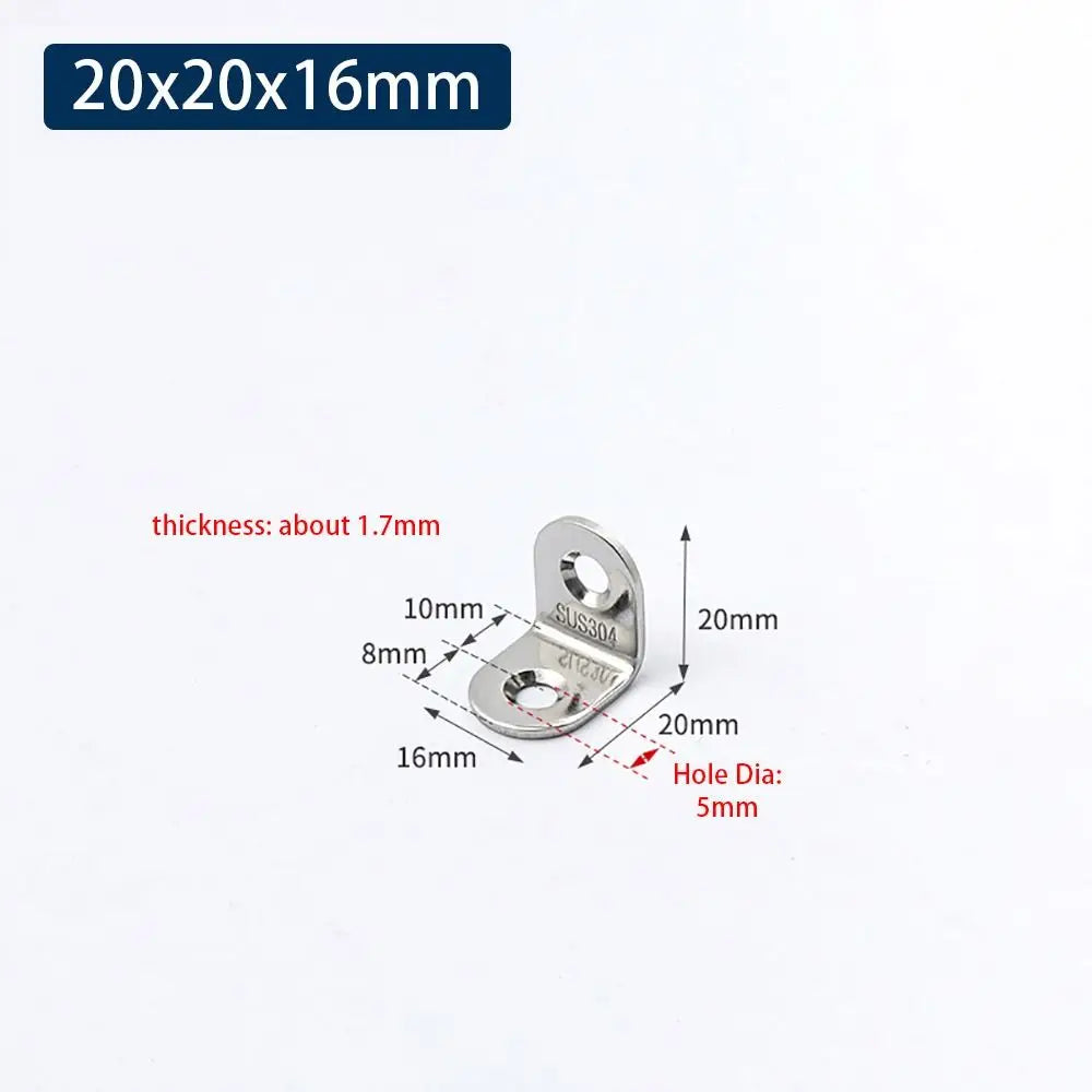 1Pcs Cabinet Screens Wall Angle Bracket Furniture Fastener SUS304 Stainless Steel Corner Brace Joint L Shape Oasis Select 20x20x16mm