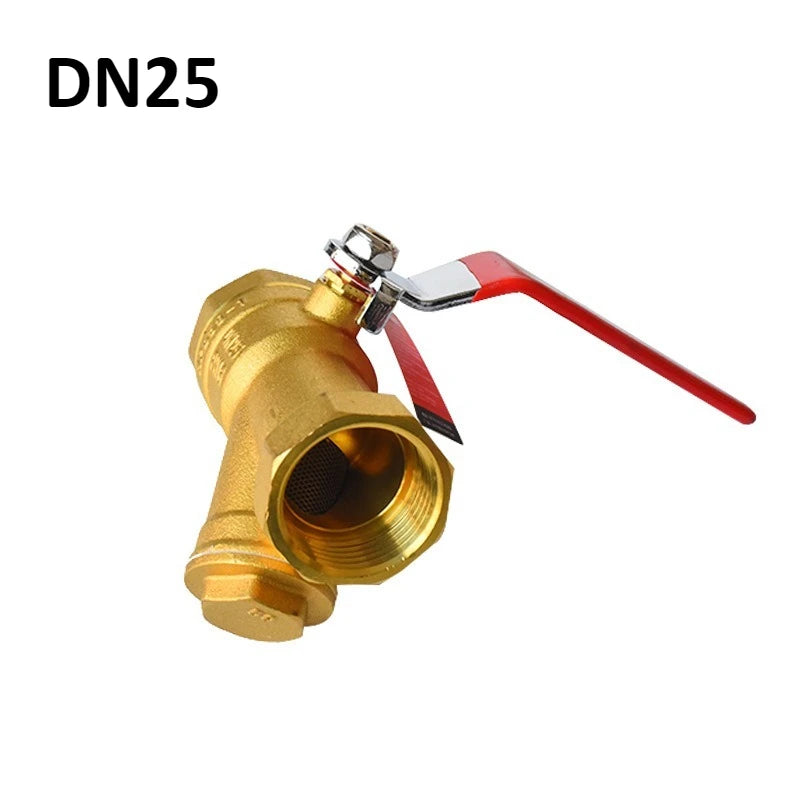 Brass Filter Valve Y-shaped with Handle 1/2 "3/4" 1 "pressure Resistant Wear-resistant Direct Networking Filter Thread Filter Oasis Select DN25 Ball valve