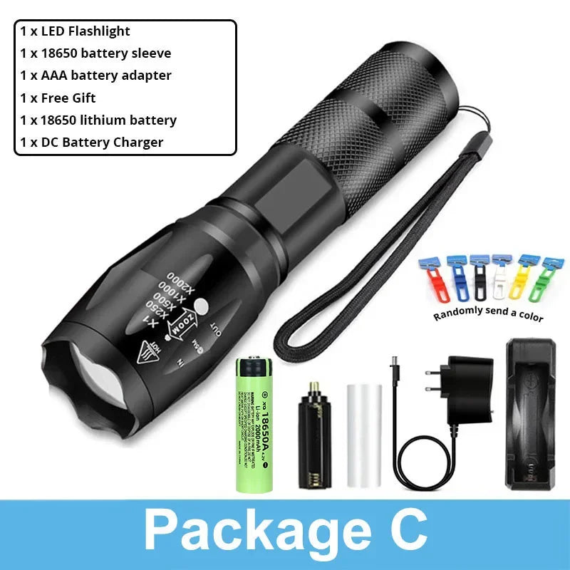 ZHIYU 1200 Lumen Zoomable LED Flashlight – 5 Modes, Waterproof