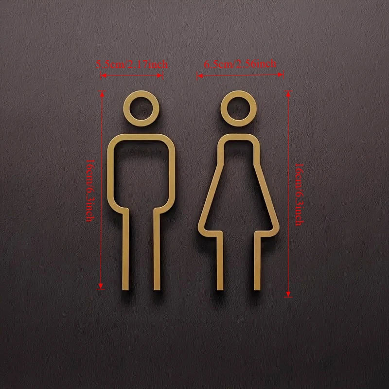Funny Bathroom Signs for Men Women Creative 2D Flat Restroom Door Decor Restaurant Hotel Cafe Toilet Signage Wall Sticker Oasis Select Gold style C Set