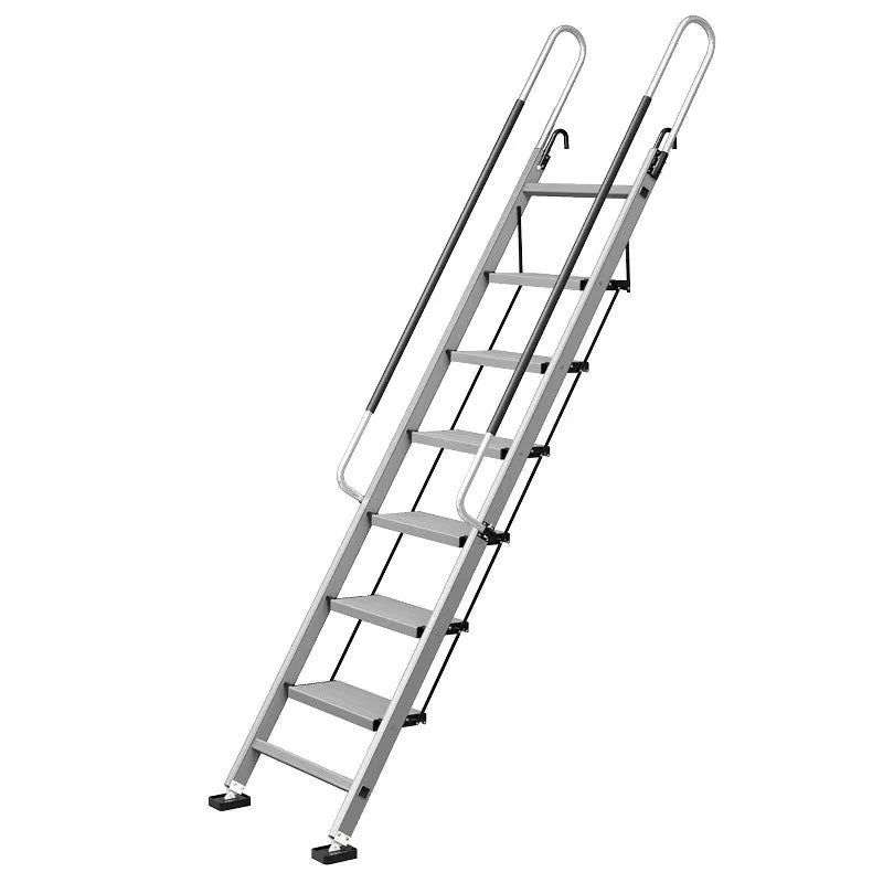 Ladder,household Aluminum Alloy Folding Telescopic Platform, Staircase,indoor Handrail,thickened Mobile Portable Climbing Ladder Oasis Select