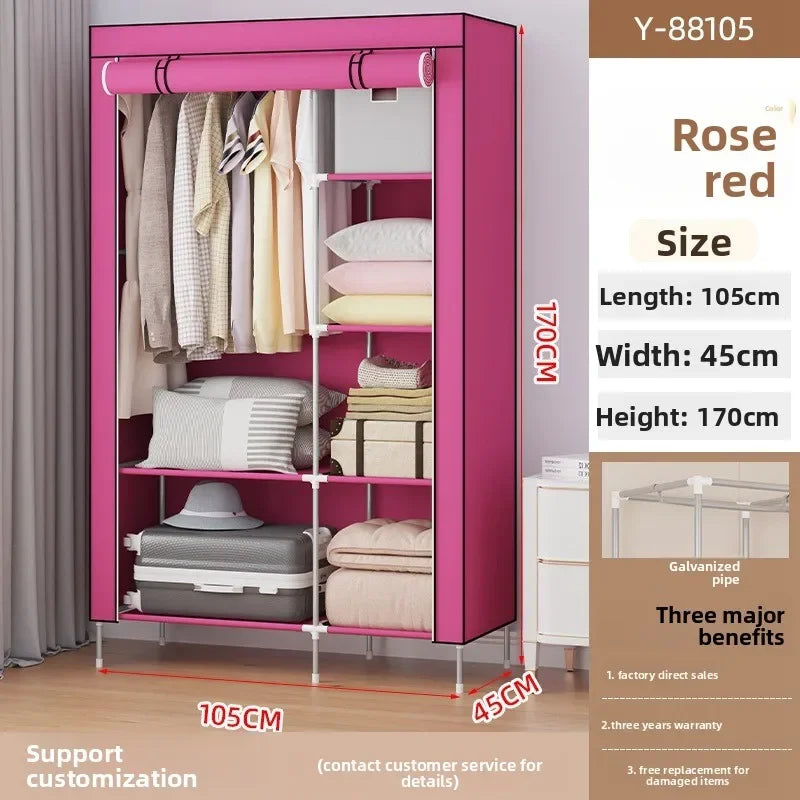 Multi-functional Wardrobe Home Bedroom Rental Room Storage Dormitory Cabinet Folding Wholesale Simple Cloth Wardrobe Durable Oasis Select