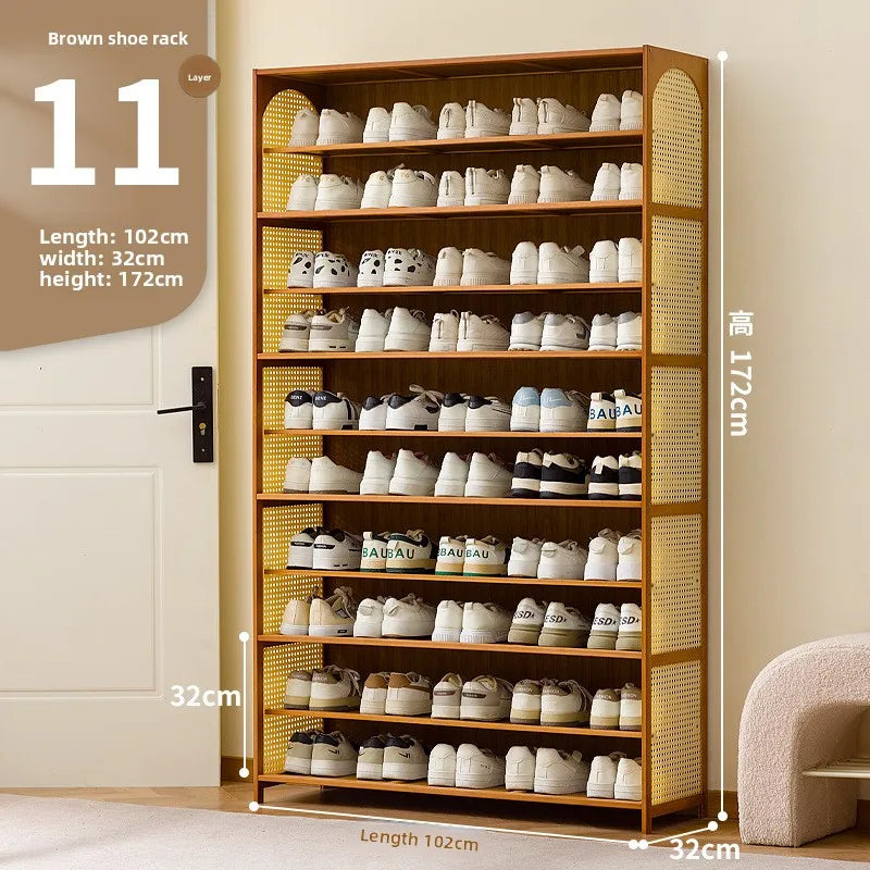 Simple shoe cabinet home door multi-layer baffle shoe rack corridor entrance economical home storage simple shoe cabinet Oasis Select Brown 11-102