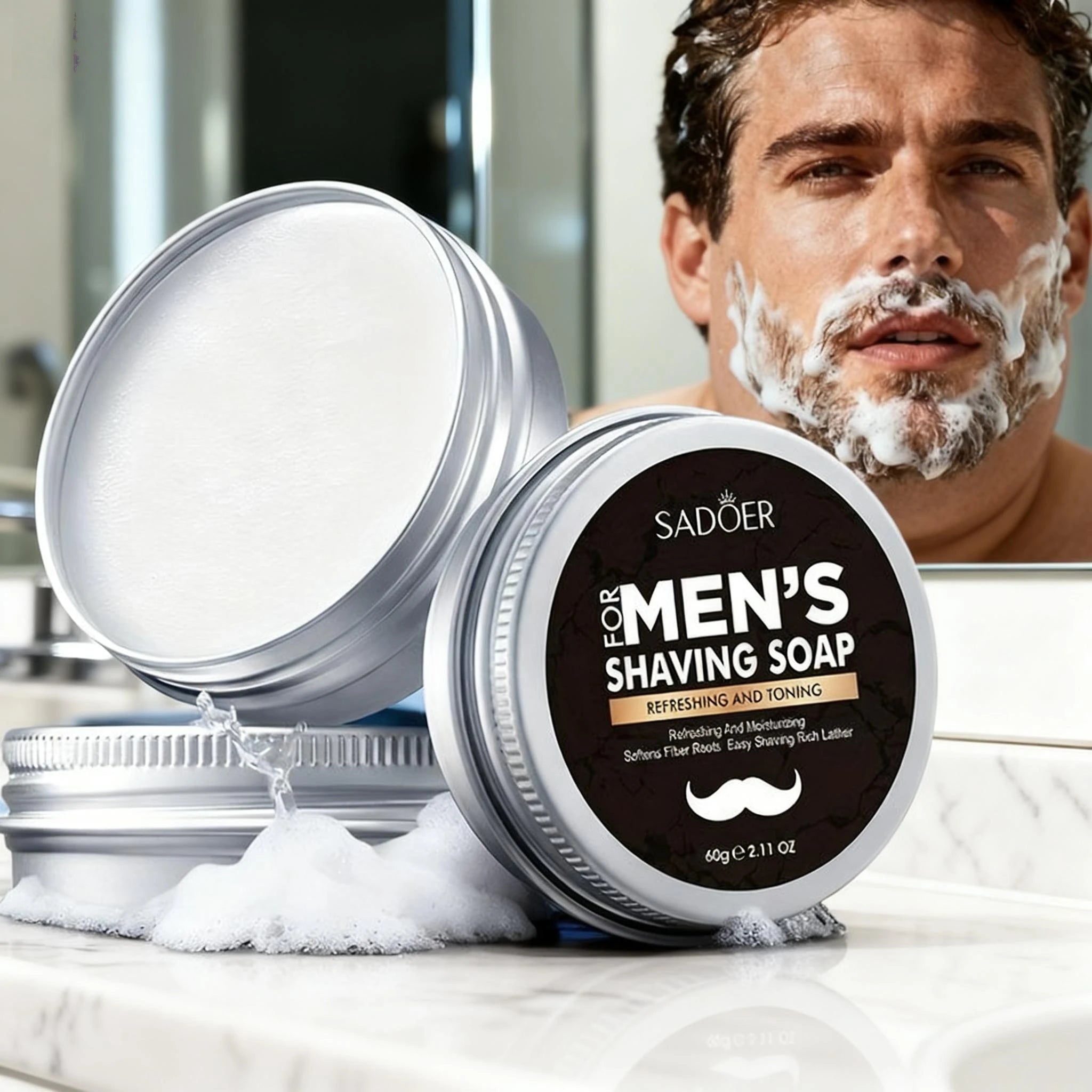 Men's Shaving Soap – Mint, Olive Oil & Vitamin E | 60g
