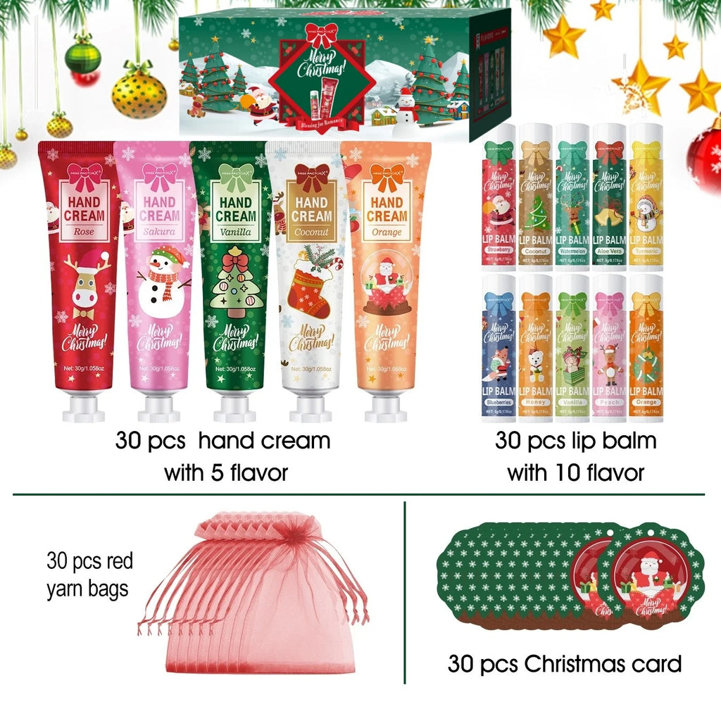 Christmas gift set distribution 120PCS/box in bulk, lip balm in bulk, hand cream in bulk, Christmas cards, gift gauze bags Oasis Select Christmas gift set