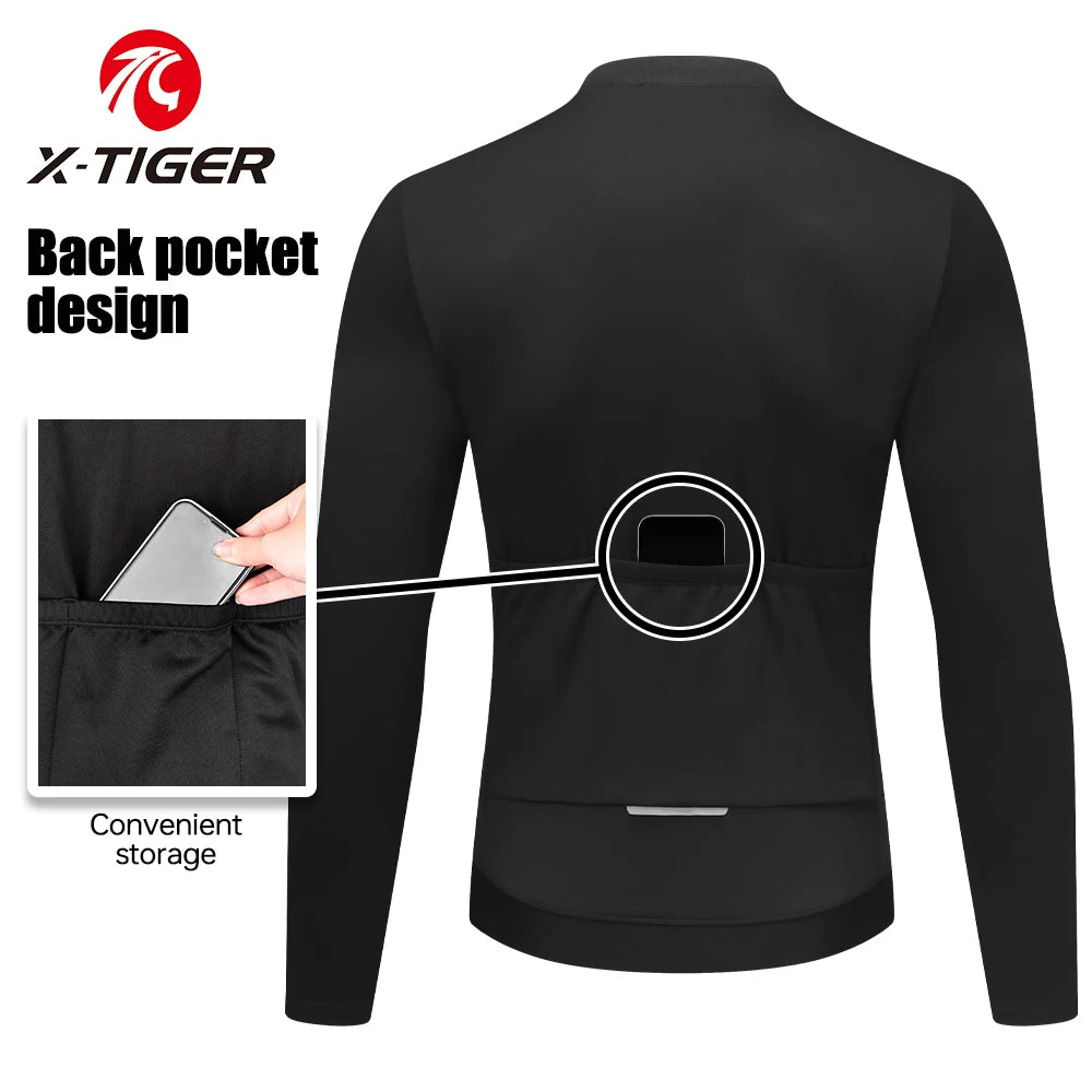X-TIGER Men's Winter Cycling Jacket Thermal Fleece MTB Bike Shirt Ciclismo Long Sleeve Bicycle Jersey 사이클링 재킷 Oasis Select