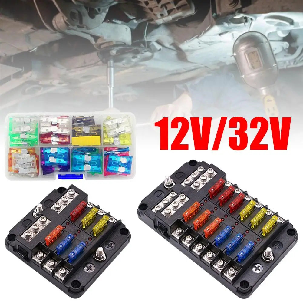 2025 NEW 6/12 Ways Fuse Box LED Warning Indicator 12V 32V Power Distribution Panel Car Boat Fuse Box Holder With Plastic Cover Oasis Select