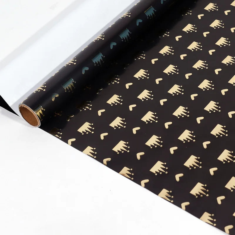 43x300cm Black Gold Gift Wrapping Paper Polka Bouquet Packaging Paper Christmas Valentines Day Birthdays Gifts Decorations Paper Oasis Select B