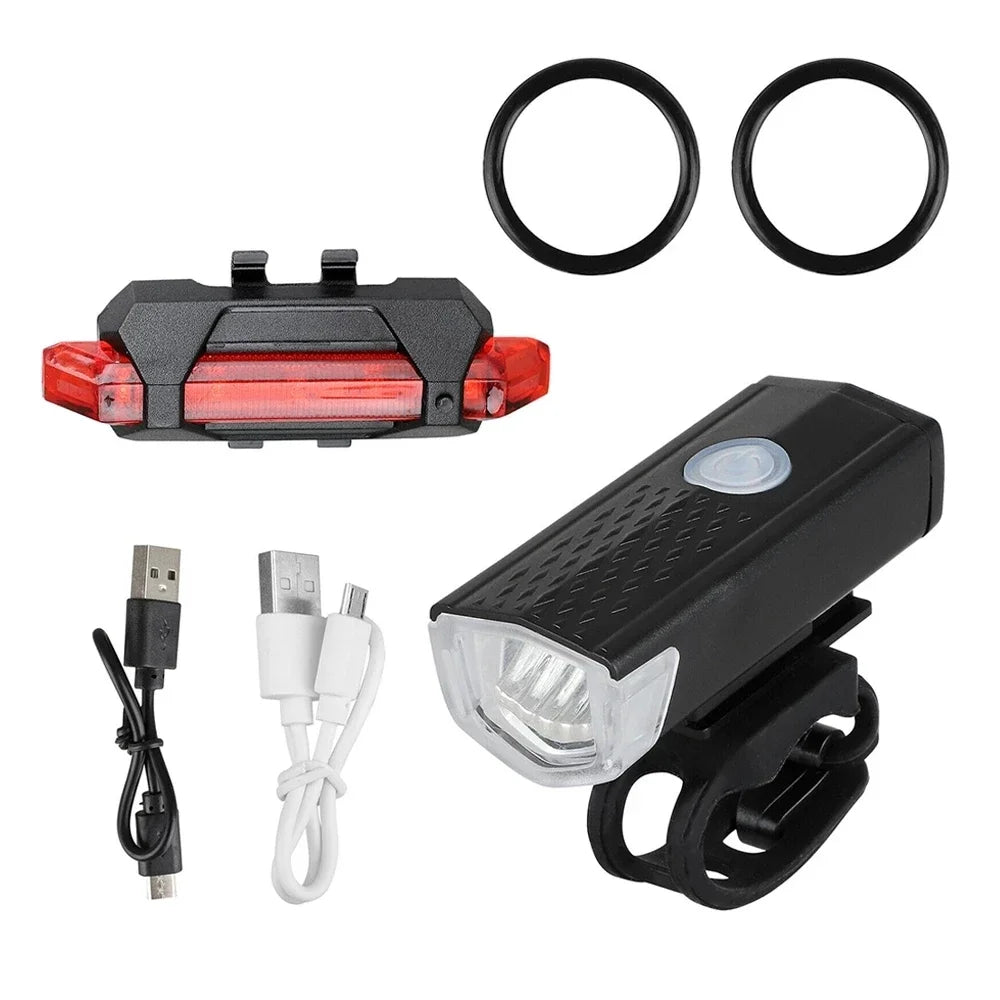 USB Rechargeable Bike Light Set Front Light with Taillight Easy to Install 3 Modes Bicycle Accessories for the Bicycle Oasis Select 2255 918 Red OPP