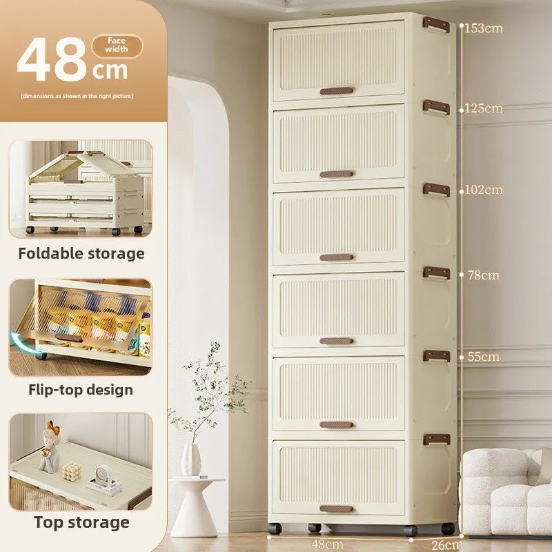Simple folding storage cabinet Plastic multi-layer bag wardrobe storage box living room storage cabinet Oasis Select 48Cm1layerwhite