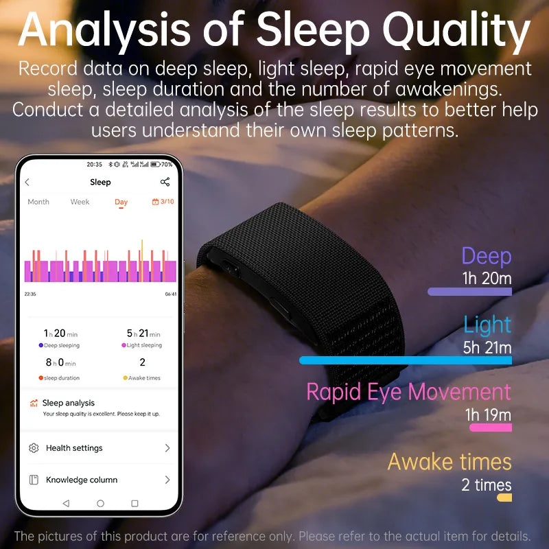 New Health Smart Bracelet Men Women Sports Tracker Waterproof Screenless Smartwatch Heart Rate Watch Long Battery Life Fitness Oasis Select
