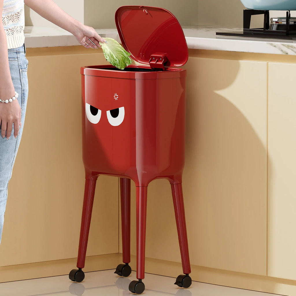 High-leg bin, no bending required, press-to-open lid design—large-capacity oval kitchen/living room bin, durable plastic Oasis Select