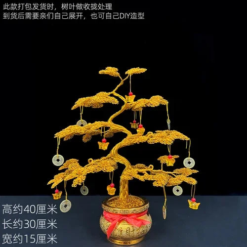 Cash cow handicraft fortune tree fortune decoration wine cabinet decoration living room office shop opening gifts Oasis Select 40x30x15cm
