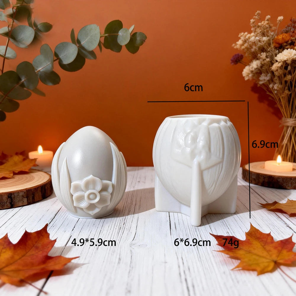 Easter Egg Candle Silicone Mold Three-dimensional Embossed Egg Diy Aromatherapy Plaster Handmade Soap Baking Mold Oasis Select D