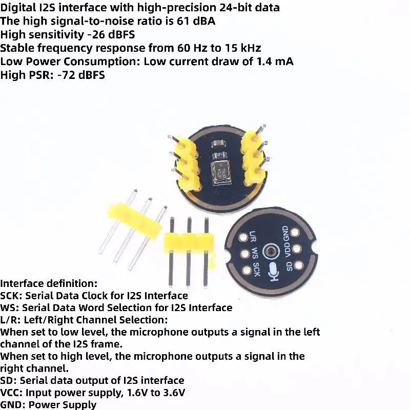 1 Set Omnidirectional High Precision Low Power Ultra-Small Size MS3625 INMP441 I2S Digital Microphone Module For ESP32 & Oasis Select
