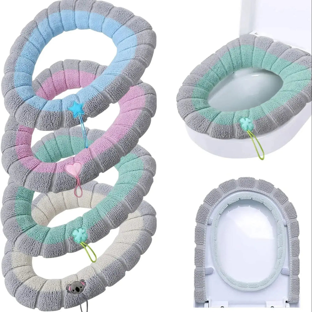 Soft Knitted Toilet Seat Cushion Cover – Warm, Washable & Universal