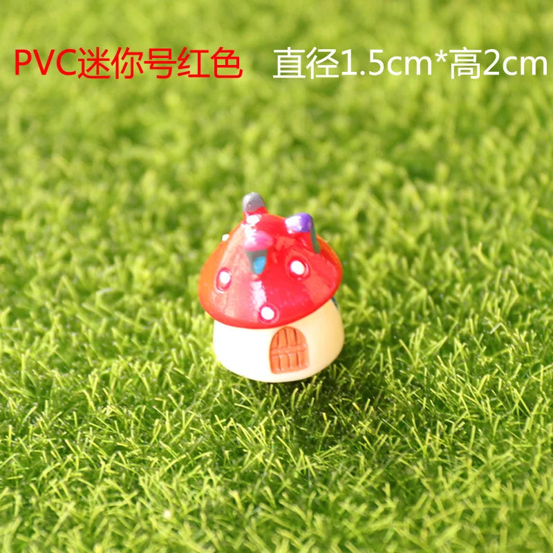 Mini Resin Moss Micro Landscape Decor Outdoor Fairy Miniature Garden Mushroom House Ornaments Handicraft Flower Pot Accessories Oasis Select XS-red