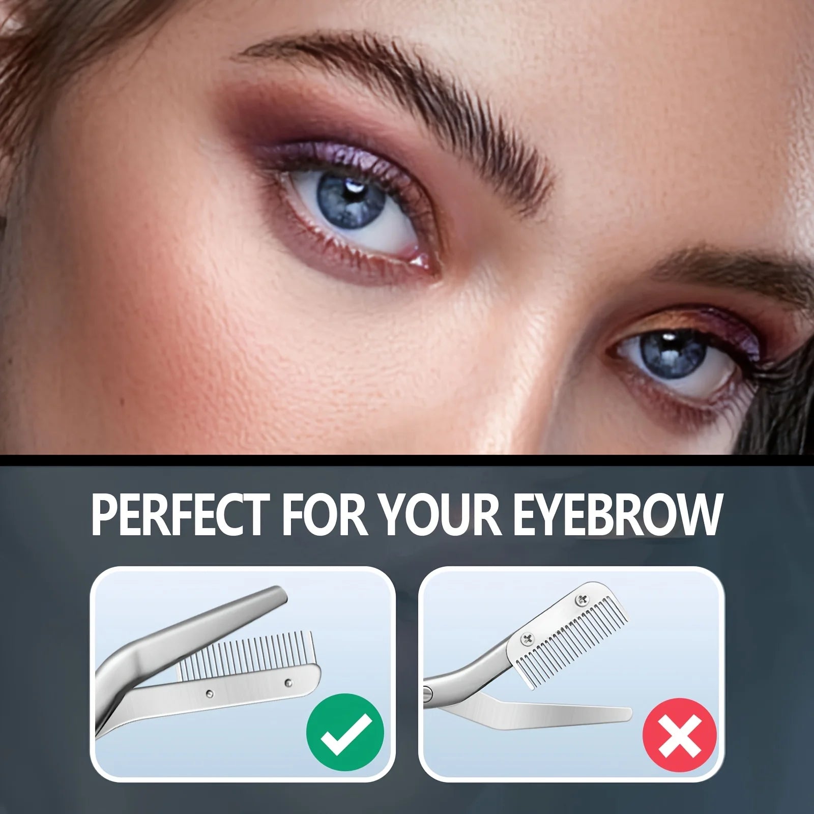 Professional Stainless Steel Eyebrow Scissors with Comb - Anti Allergic Ergonomic Dual Hand Design, Precise Shaping Oasis Select