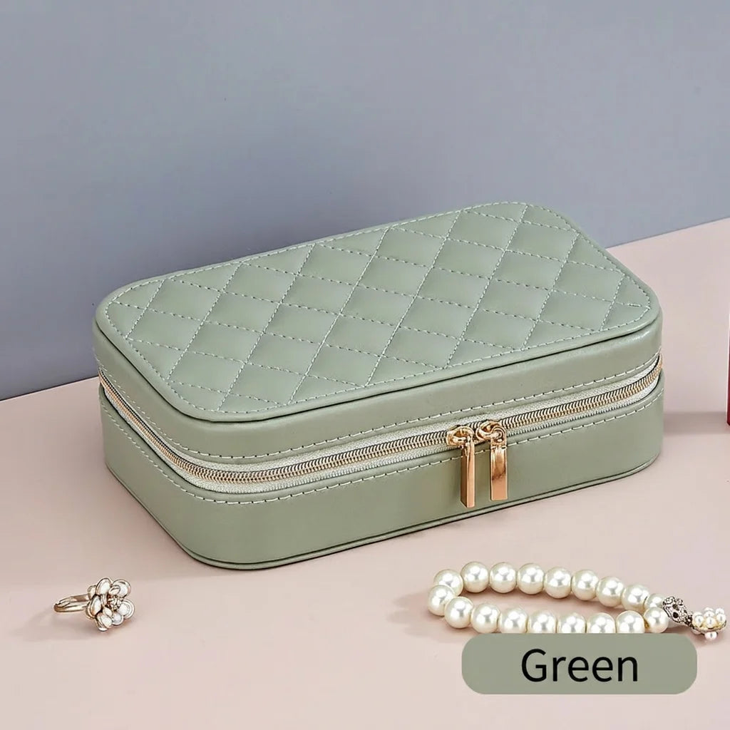 Jewelry Storage Box Portable Double Layer Jewelry Organizer Travel Jewelry Box Dustproof For Business Trips Home Dressing Table Oasis Select Green
