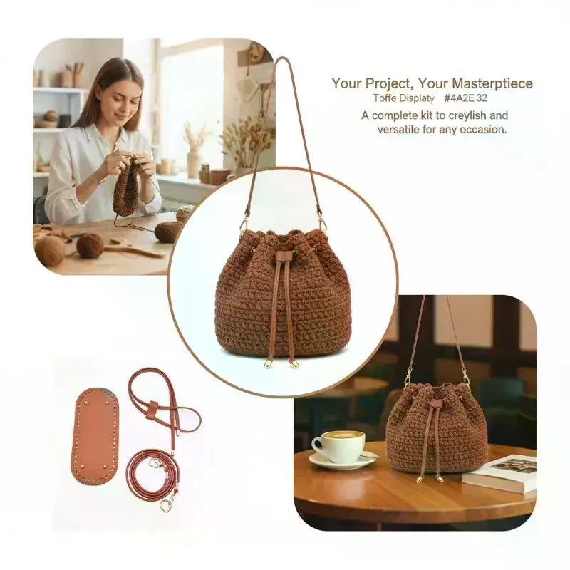 Crochet Handbag DIY Kit – PU Leather Bag Base, Strap & Chain DIY Bag Making Kit Oasis Select