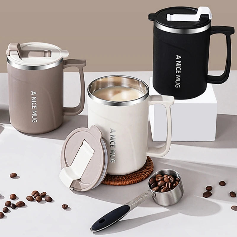 450ML Stainless Steel Insulated Coffee Mug with Detachable Tea Strainer, Leak-Proof Lid, and Handle - Double-Walled Thermal Cup Oasis Select