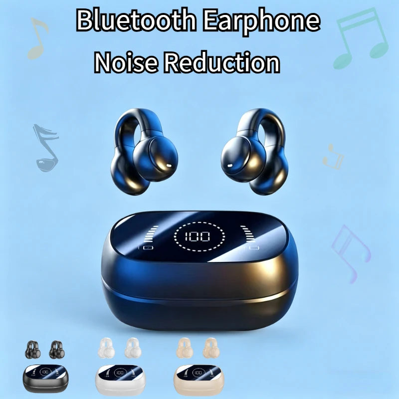 Ear-Clip Wireless Headphones Bluetooth Headset With Mic Handsfree Noise Canceling Earphones Clip Ear Music Sports Gaming Earplug Oasis Select