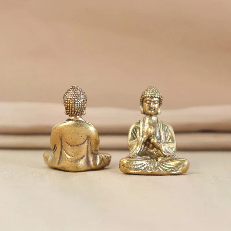 Mini Solid Copper Sakyamuni Buddha Statue Ornament Miniature Figurines Oasis Select
