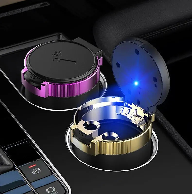 Car Ashtray Creative Personality Car Ashtray with Lid LED Light Dual Use in Car and Home Ashtray Oasis Select
