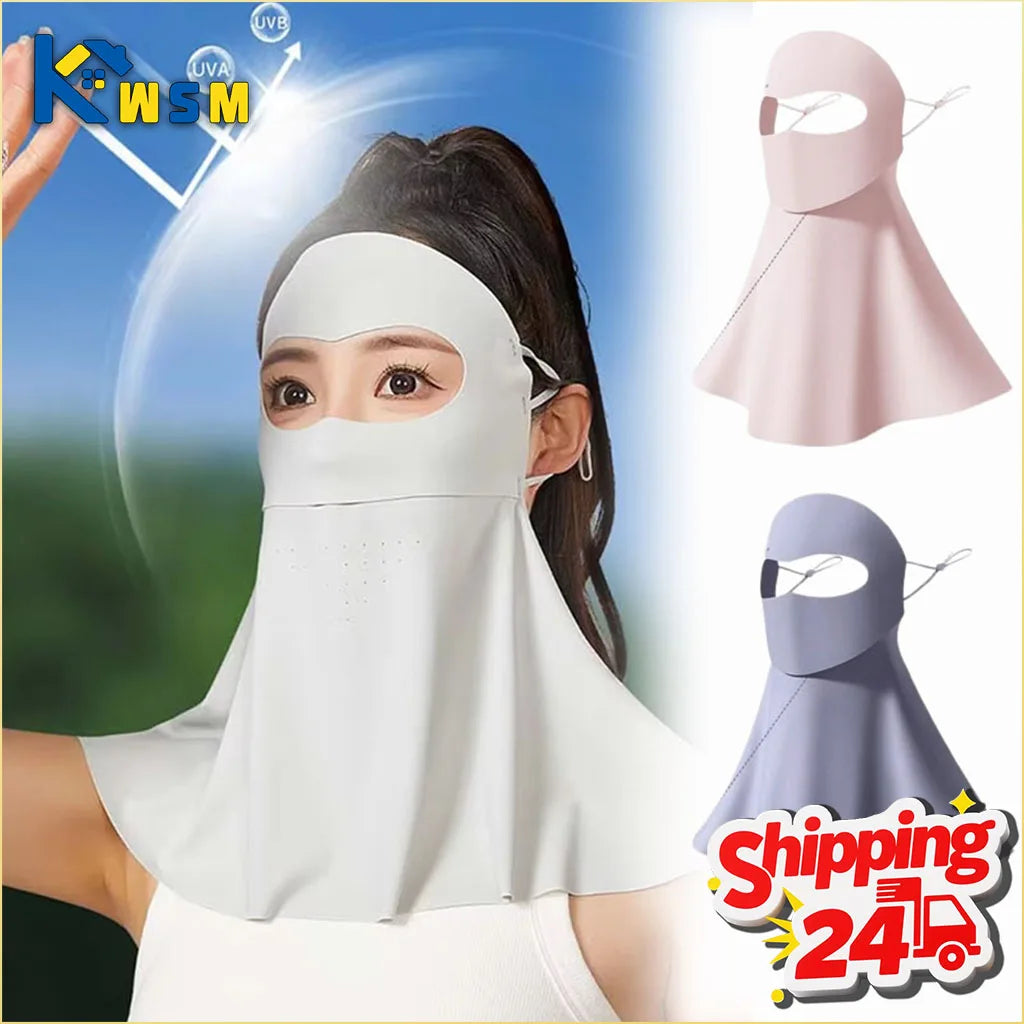 1-10PCS Ice Silk Face Mask Women Cooling Breathable UV Protection Eye Cover Summer Sun Mask Dustproof Stylish Face Gaiter Oasis Select
