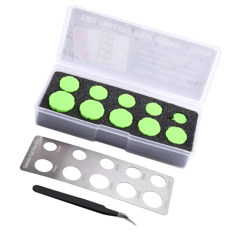 LIKE WISH Vinyl Stencil Kit For Car Radar Detector- Round Knob Precision Cut Template Tools 16-25Mm For Car Film Wrapping Oasis Select Green