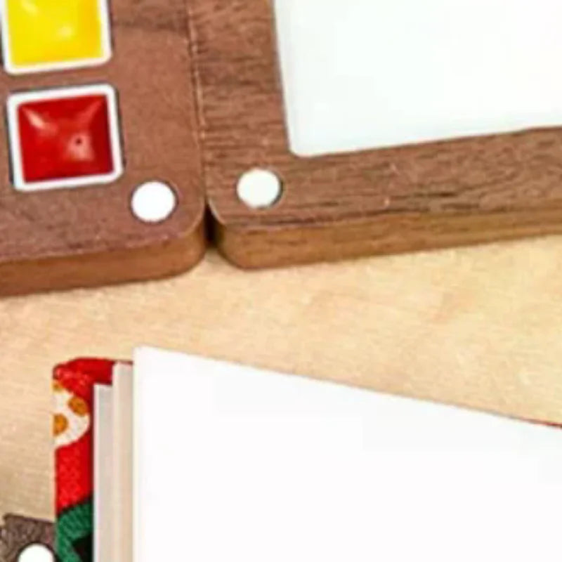 Mini Walnut Wood Watercolor Palette Portable Paint Box With Clip Travel Painting Paint Tray Art Supplies Sketchbook Palette Oasis Select