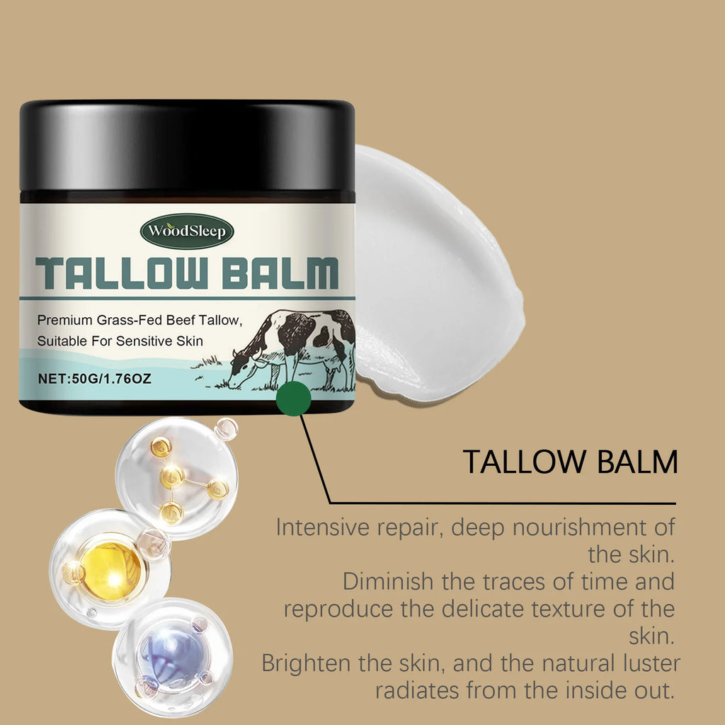 Beef Tallow Cream for Dry Damaged Skin Nourishing Body Balm Reduce Redness Anti Puffiness Firming Lifting Moisturizing Face Care Oasis Select