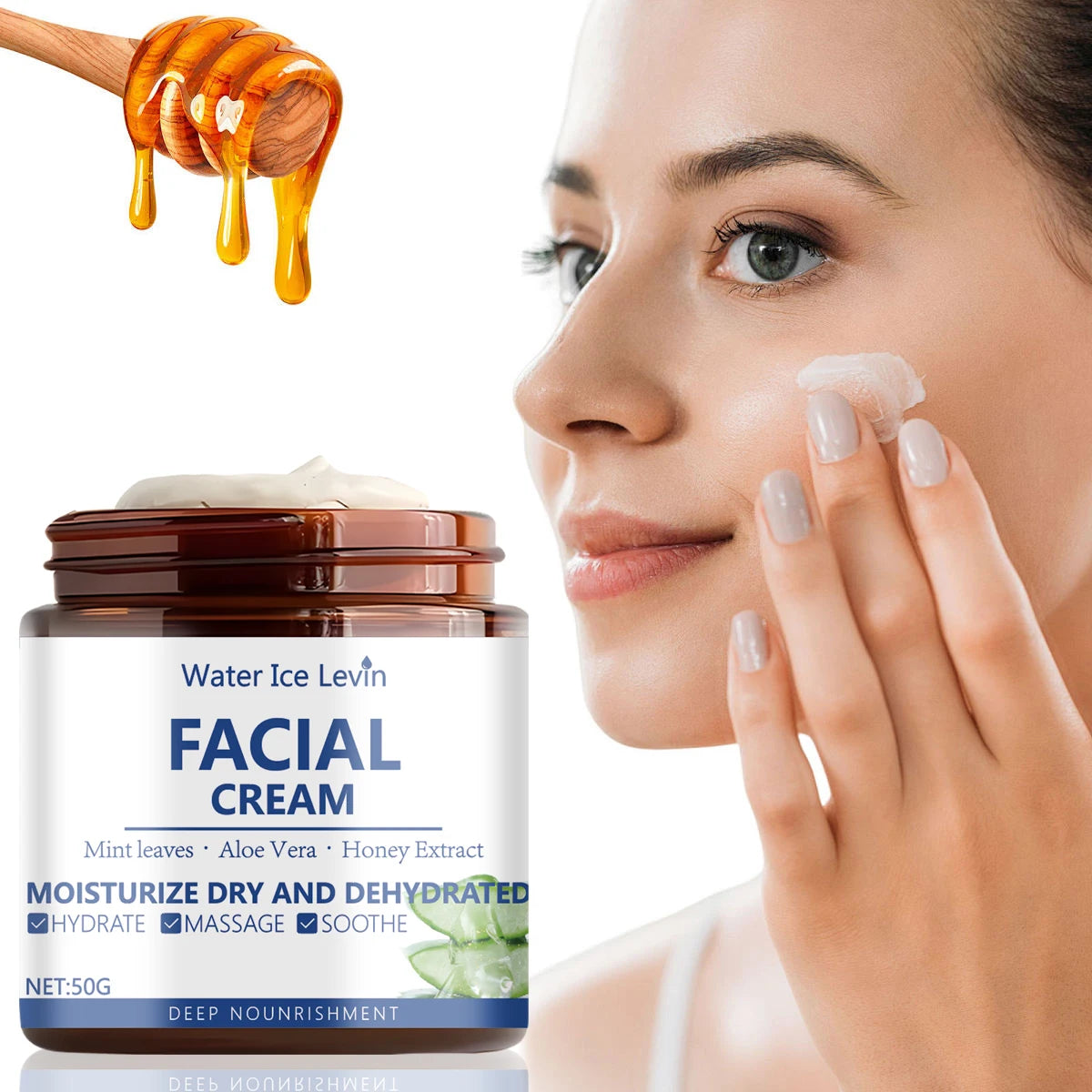 Water Ice Levin Hydra-Lock Facial Cream | Aloe, Honey & Collagen Facial Moisturizer Cream Oasis Select