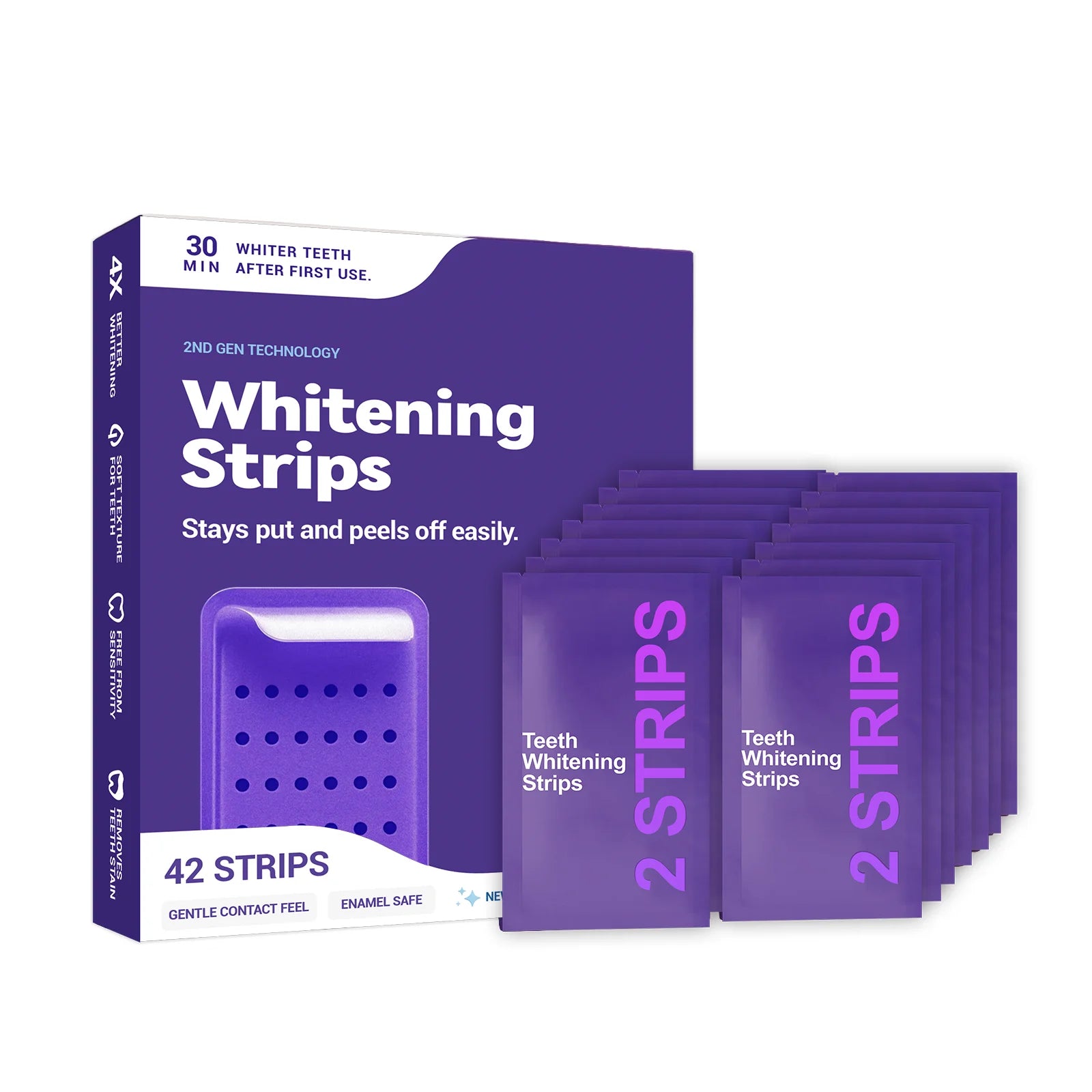 Purple Teeth Whitening Strips Oral Cleaning Removal Gel Improve Dental Yellowing Oral Care, for Lasting Bright Smile Oasis Select 42 STRIPS