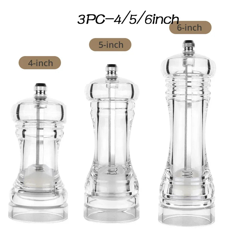 Acrylic Pepper Mill & Salt Shaker Set – Ceramic Grinder Combo Salt & Pepper Mill Set Oasis Select 4inch 5inch 6inch