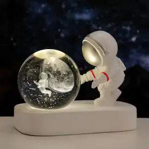 Astronaut Night Light Desktop Small Ornaments Decorative Crystal Ball Birthday Gift for Boys and Girls Decoration Oasis Select Love Swim USB gift packae
