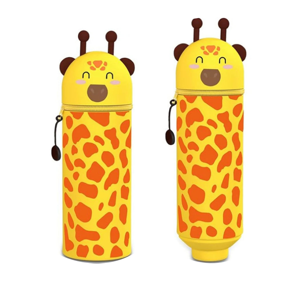 Cute Animal Pencil Case, 2-in-1 Pencil Bag with Zipper Pen Holder, Soft Silicone Pencil Case, Suitable for School Office Oasis Select giraffe