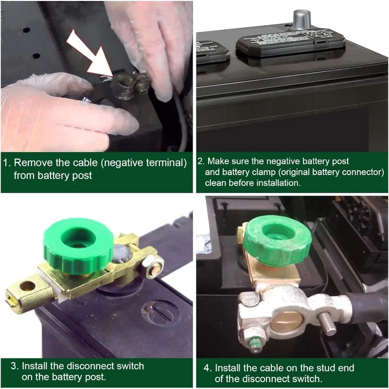 Quick Disconnect Top Post Battery Disconnect Switch with Green Knob 12V-24V Master Isolator for Car Truck Boat Vehicles Oasis Select
