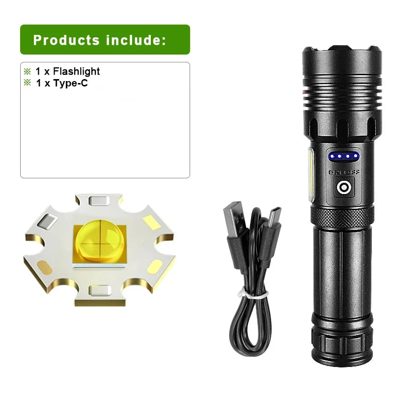 Super XHP130 Powerful Led Flashlights Work 12H High Power Torch Light Rechargeable Tactical Flashlight 18650 Usb Camping Lamp Oasis Select X73