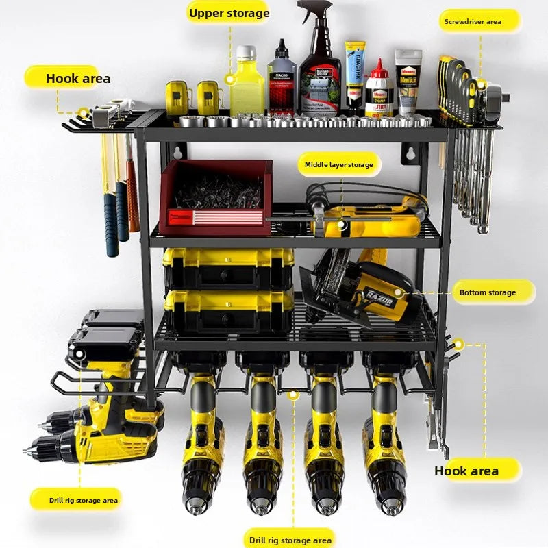Wrought iron hand electric drill bracket, wall-mounted power tool rack, charging drill storage rack, tool storage rack Oasis Select