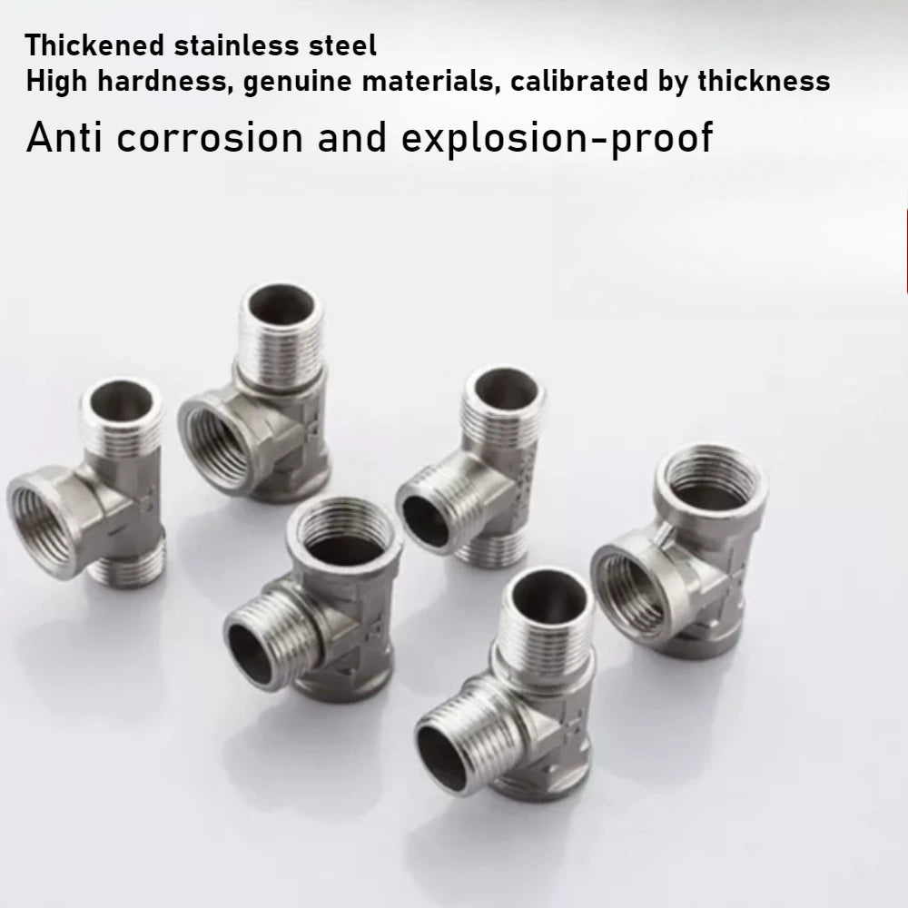 Stainless Steel G1/2 3 Way T-Adapter Bathroom Shower Faucet Water Splitter Toilet Shower Valve Spray Nozzle Converter Oasis Select