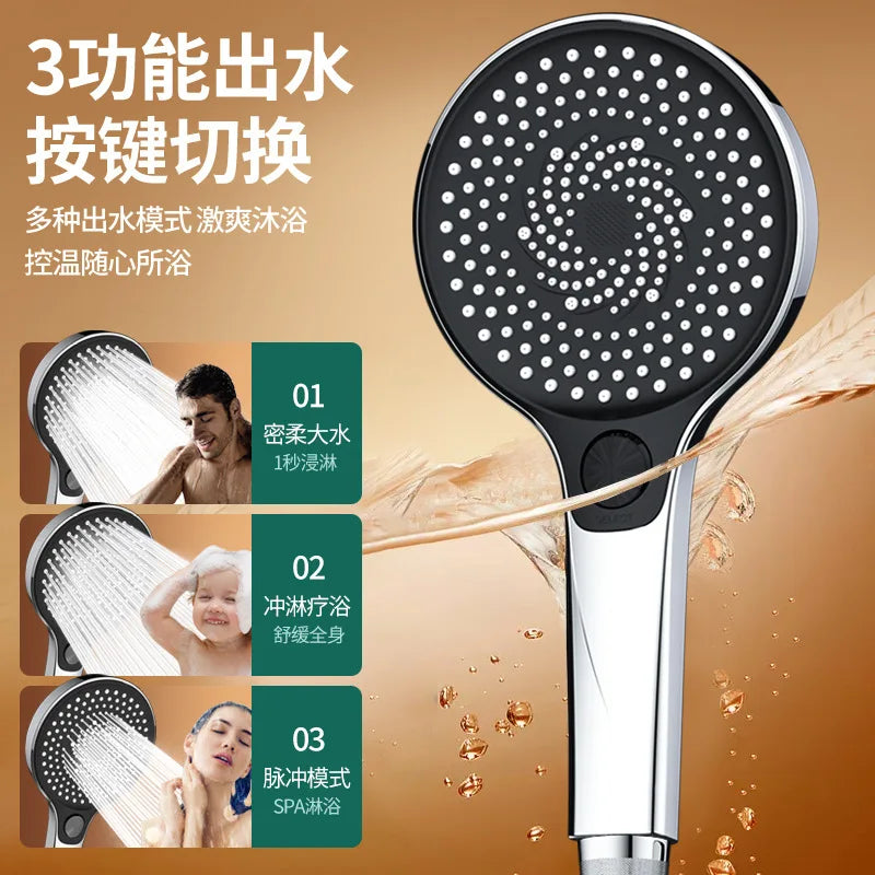 New 135mm Big Panel Shower 3 Modes Adjustable Water Saving Shower High Pressure Showerhead With Filter Bathroom Massage Shower Oasis Select